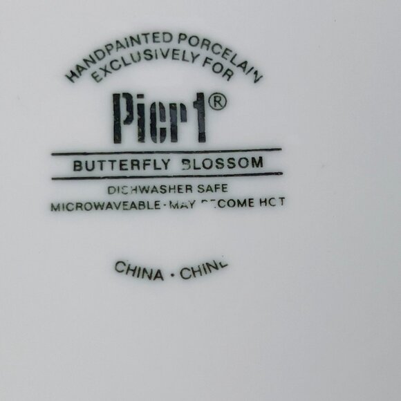 Pier 1 Set of 2 Replacement Butterfly Porcelain 6" Plates Blue Red Floral - Picture 5 of 6